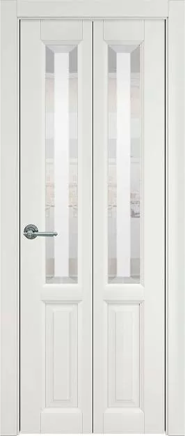 Межкомнатная дверь Porta Classic Dinastia Книжка, цвет - Бежевая эмаль (RAL 9010), Со стеклом (ДО)