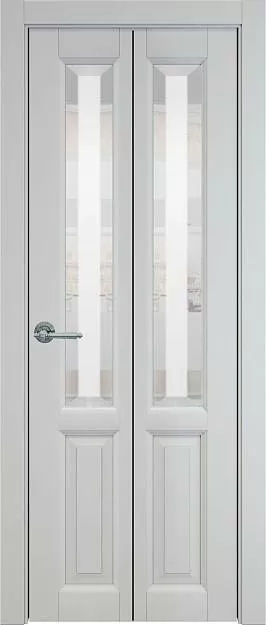 Межкомнатная дверь Porta Classic Dinastia Книжка, цвет - Серая эмаль (RAL 7047), Со стеклом (ДО)