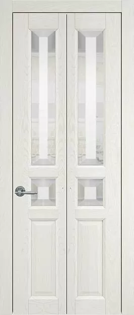 Межкомнатная дверь Porta Classic Imperia-R Книжка, цвет - Белый ясень nano-flex, Со стеклом (ДО)