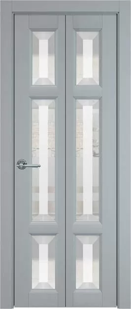 Межкомнатная дверь Porta Classic Siena Книжка, цвет - Серебристо-серая эмаль (RAL 7045), Со стеклом (ДО)