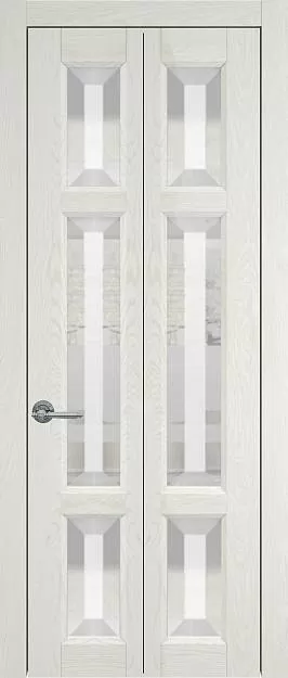 Межкомнатная дверь Porta Classic Siena Книжка, цвет - Белый ясень nano-flex, Со стеклом (ДО)