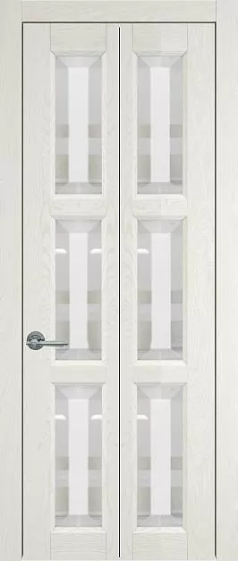 Межкомнатная дверь Porta Classic Milano Книжка, цвет - Белый ясень nano-flex, Со стеклом (ДО)