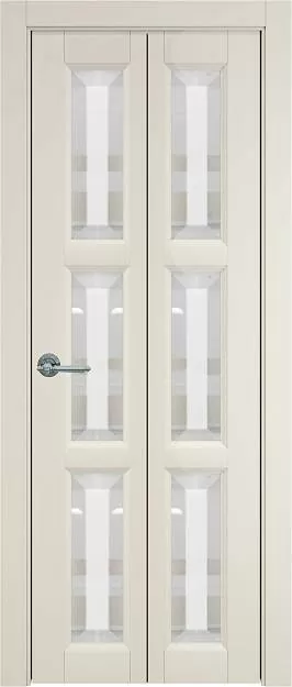 Межкомнатная дверь Porta Classic Milano Книжка, цвет - Магнолия ST, Со стеклом (ДО)