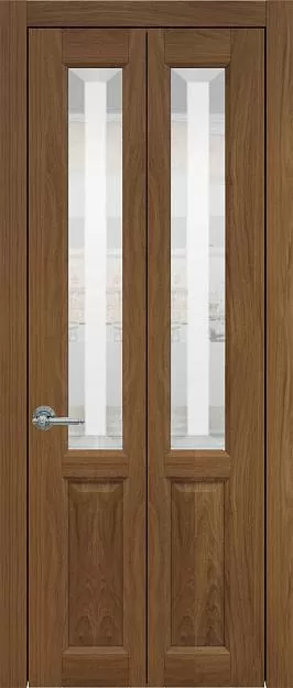 Межкомнатная дверь Porta Classic Dinastia Книжка, цвет - Итальянский орех, Со стеклом (ДО)