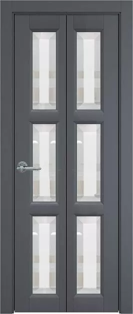 Межкомнатная дверь Porta Classic Milano Книжка, цвет - Графитово-серая эмаль (RAL 7024), Со стеклом (ДО)