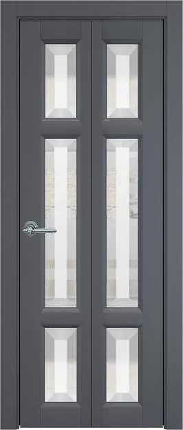 Межкомнатная дверь Porta Classic Siena Книжка, цвет - Графитово-серая эмаль (RAL 7024), Со стеклом (ДО)