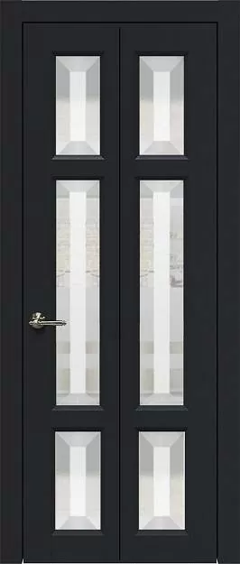 Межкомнатная дверь Porta Classic Siena Книжка, цвет - Черная эмаль (RAL 9004), Со стеклом (ДО)